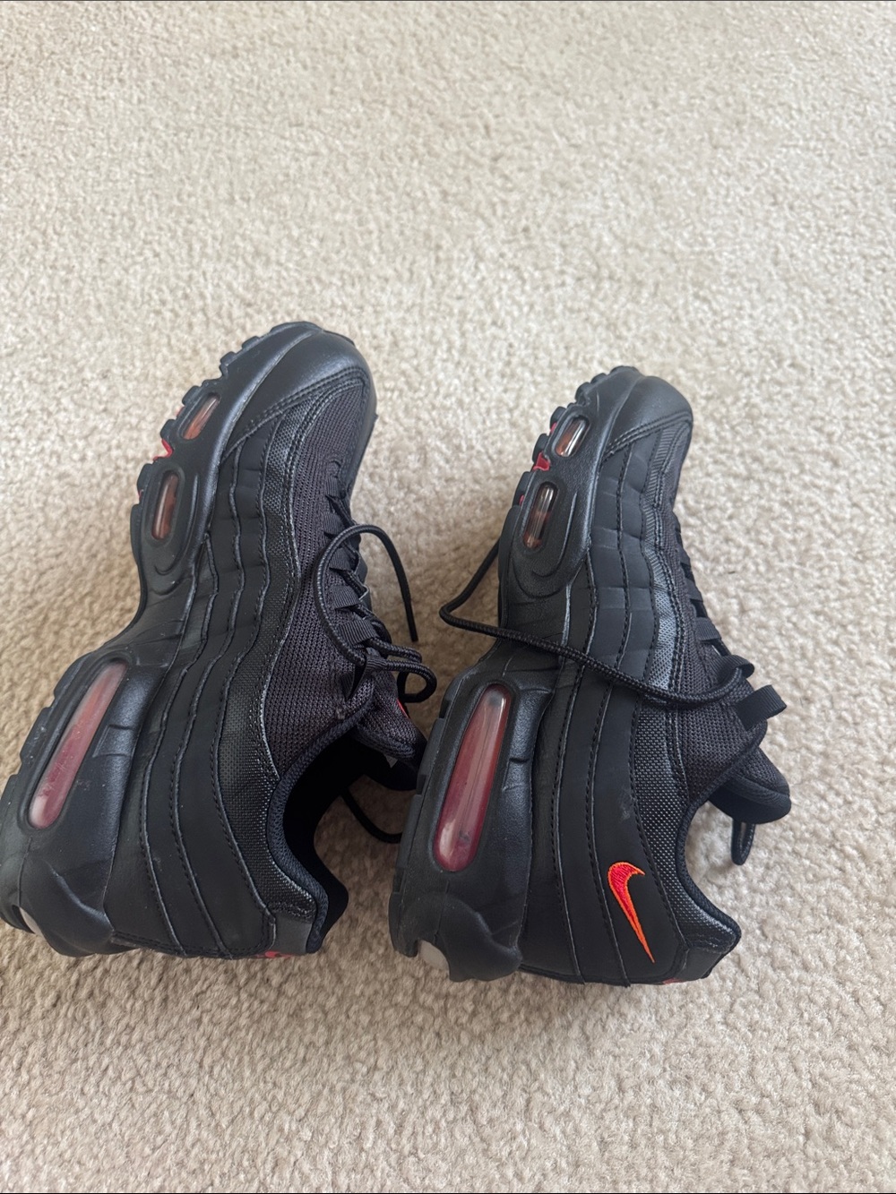 Nike Men’s Black Sneakers with Orange and Red Logo Accents - Picture 4 of 10